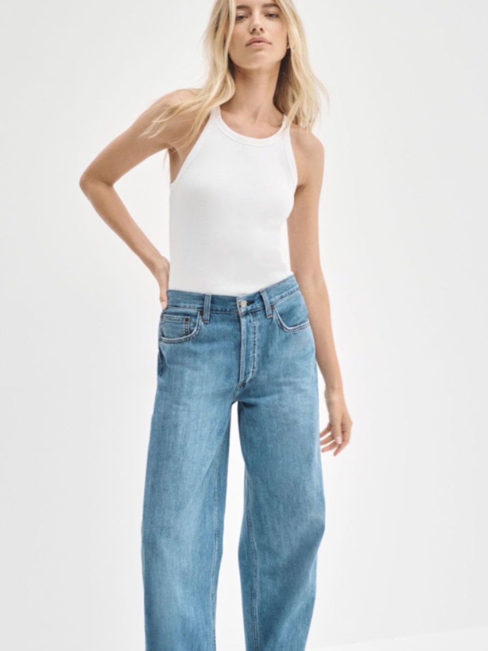 Denim Forum "Jane" Ribbed White Tank Top